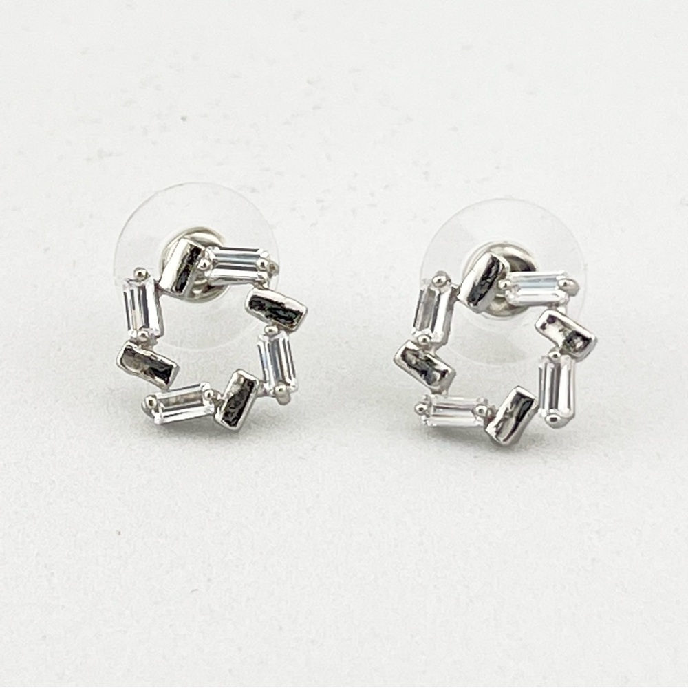 Swarovski Crystal Star Baguette Silver Post Earrings